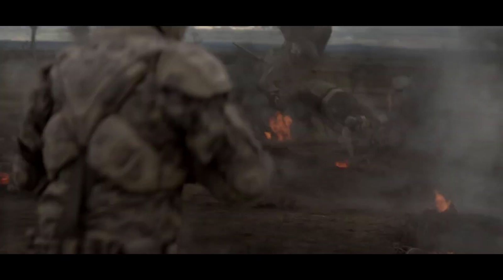 a man standing in front of a fire filled field