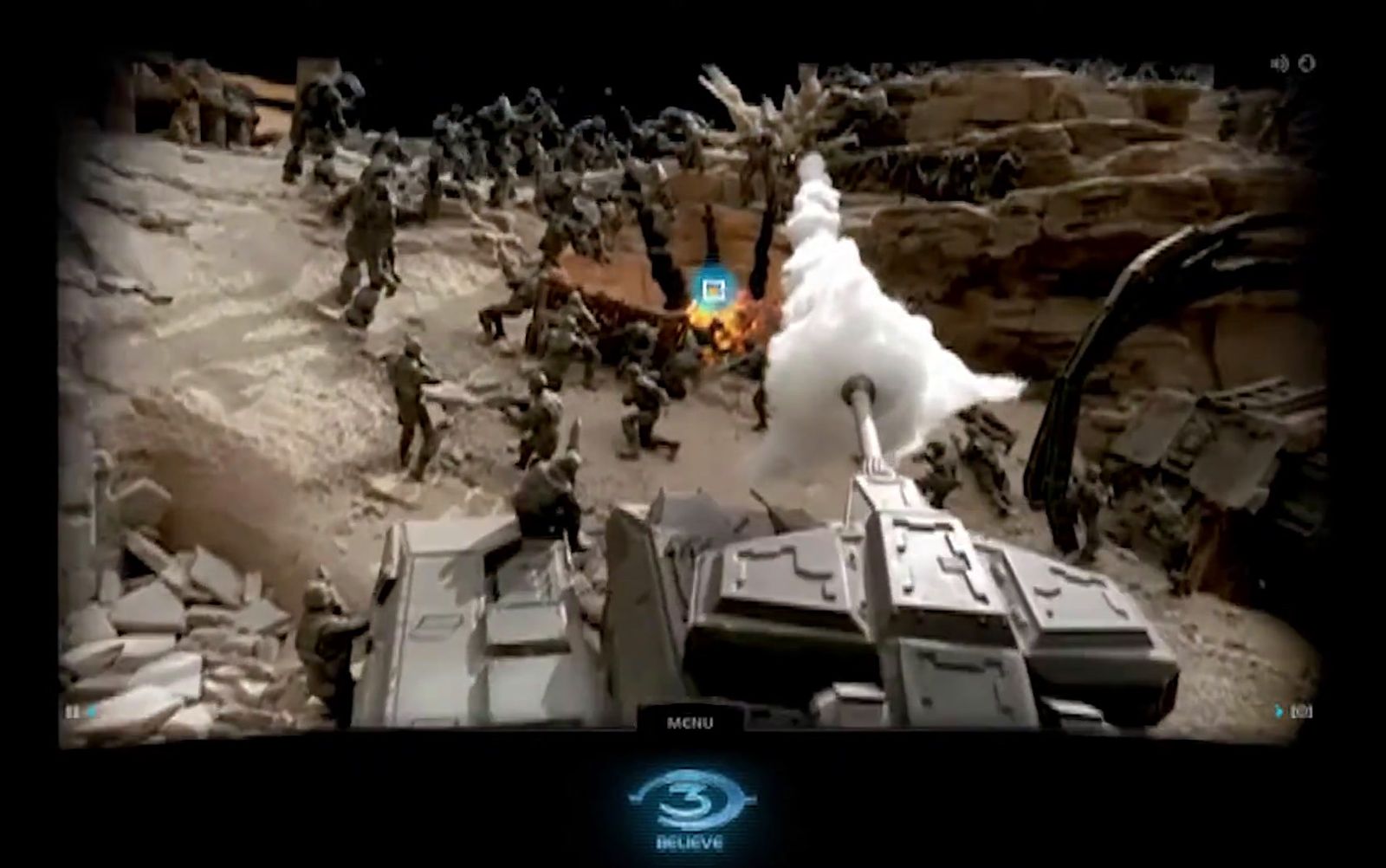 a screen shot of a video of a battle