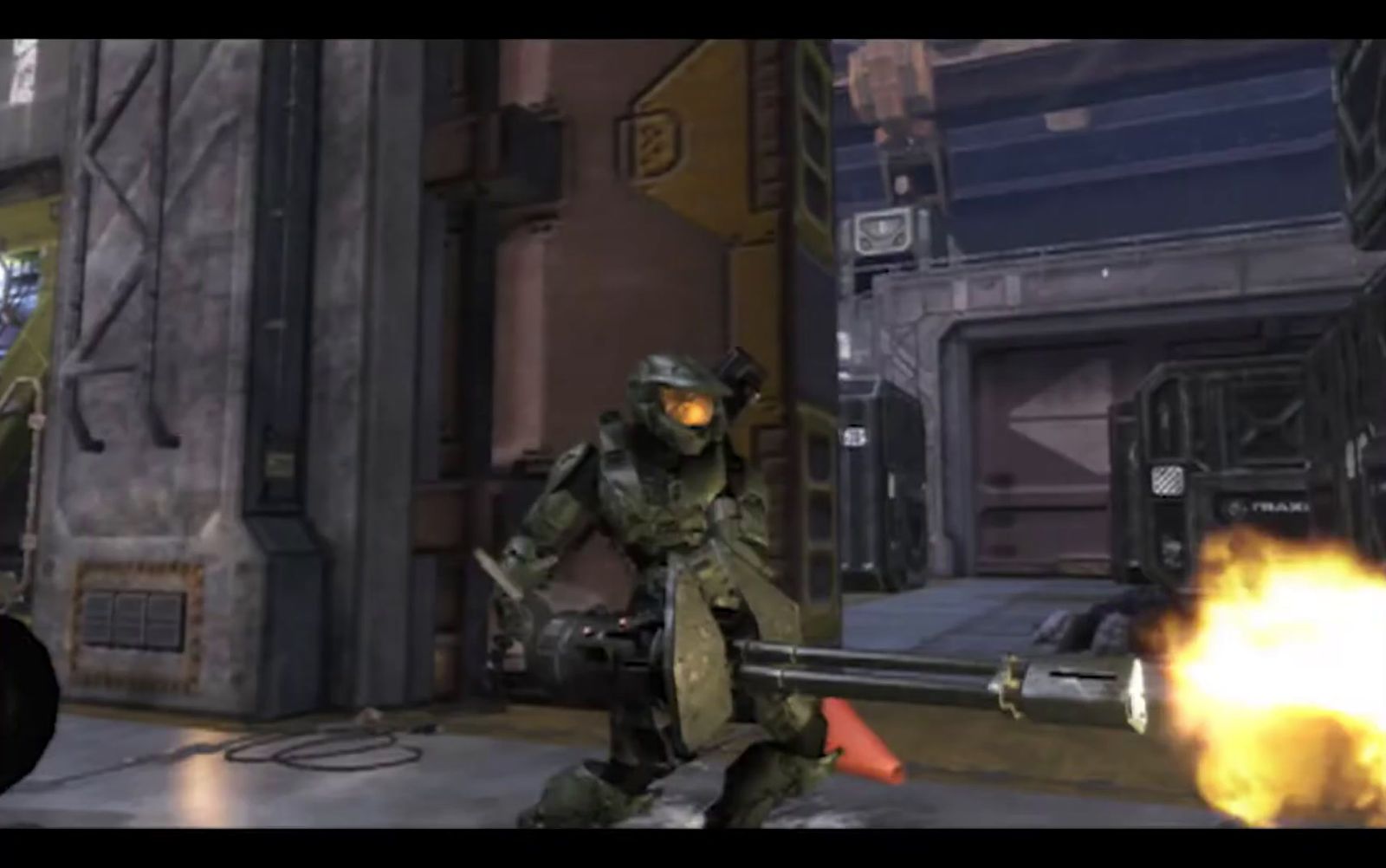 a screenshot of a video game character with a gun