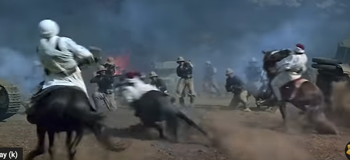 a group of men riding on the backs of horses