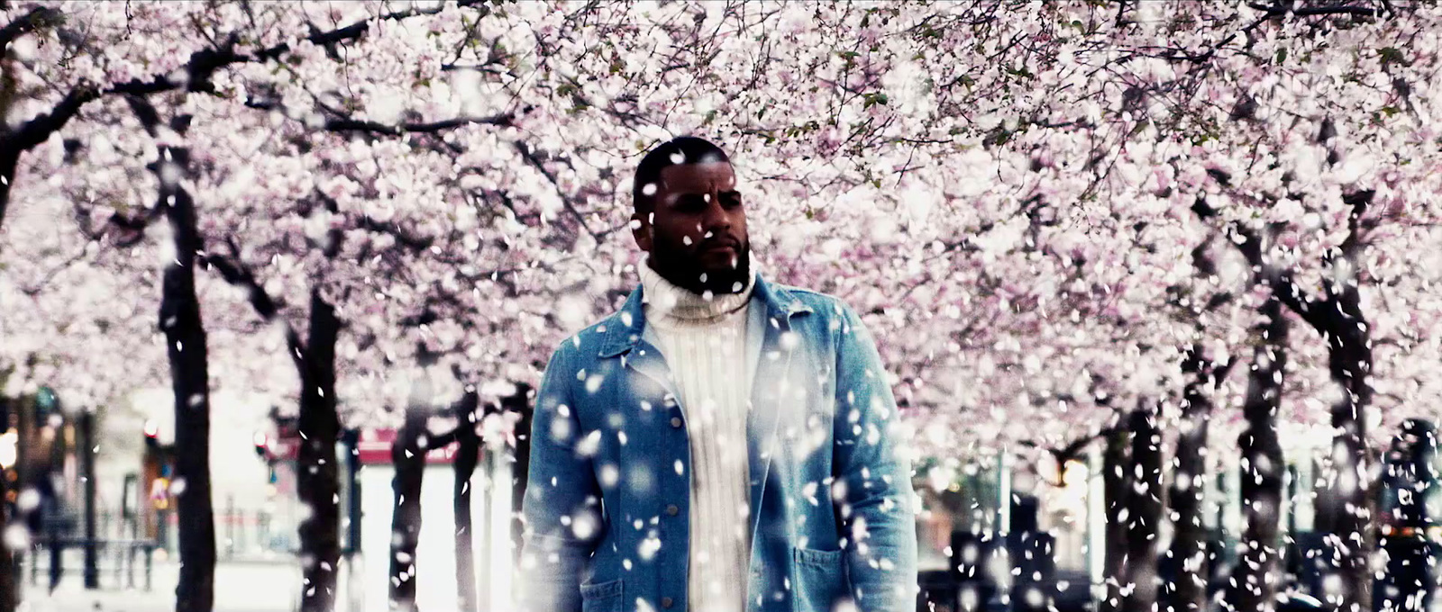 a man standing in front of a tree covered in snow