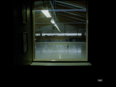 a view of a baseball field through a window