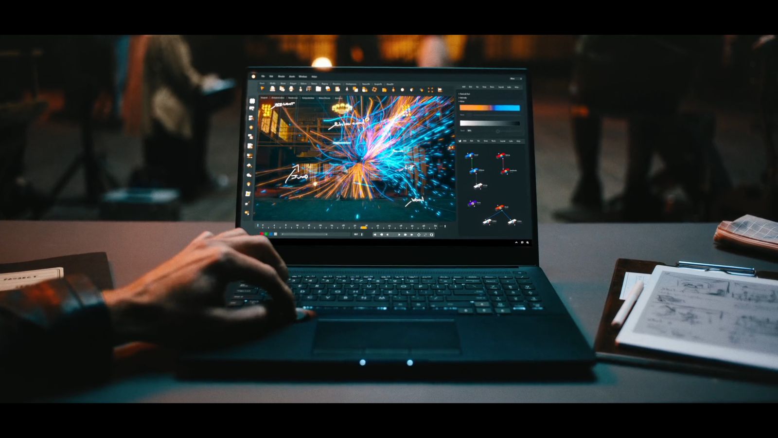 a person using a laptop computer on a desk