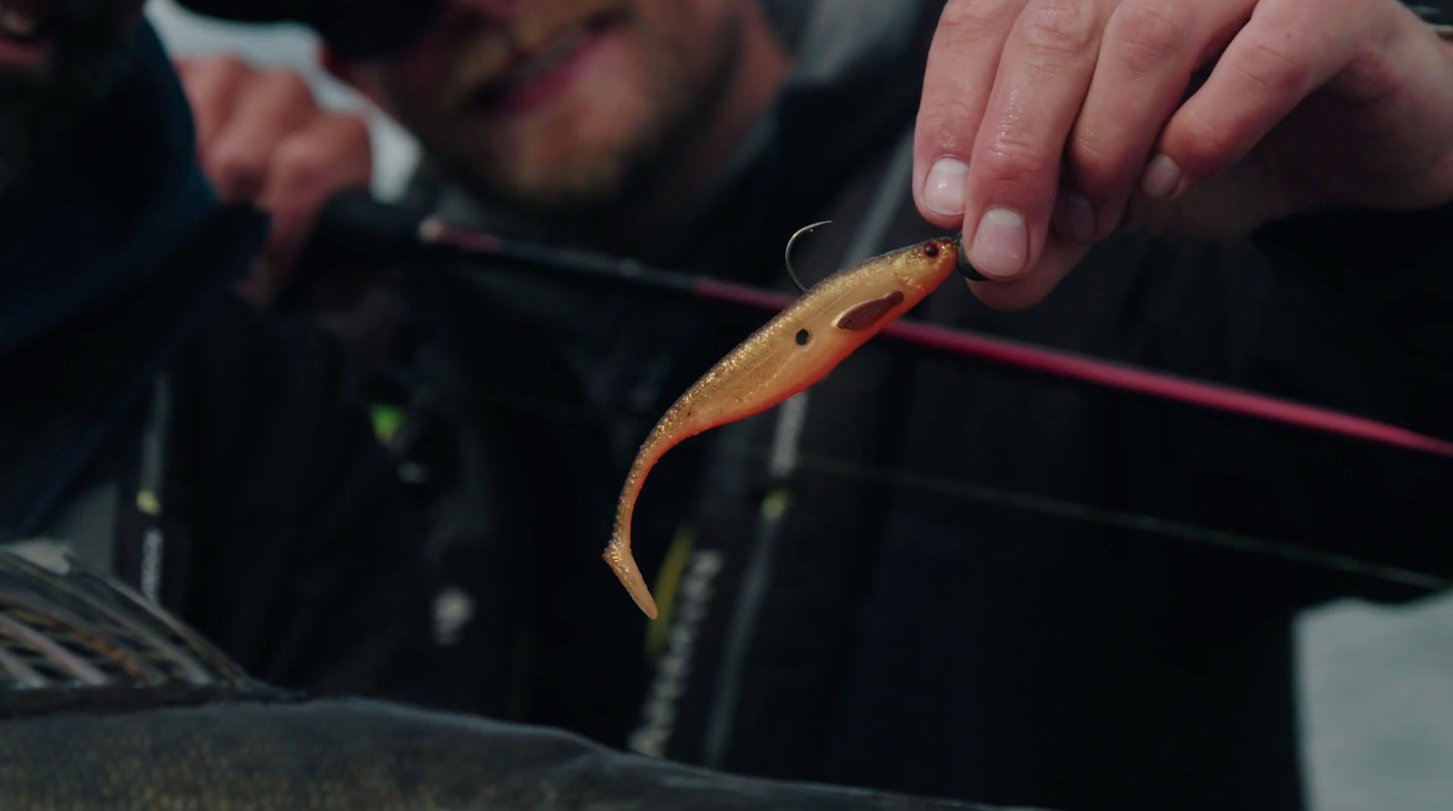 a man holding a fish in his right hand