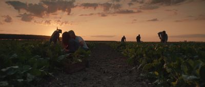 a group of people standing on top of a field