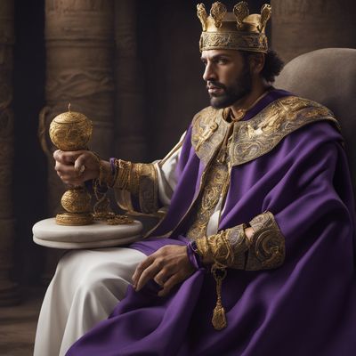 a man in a purple robe holding a golden object