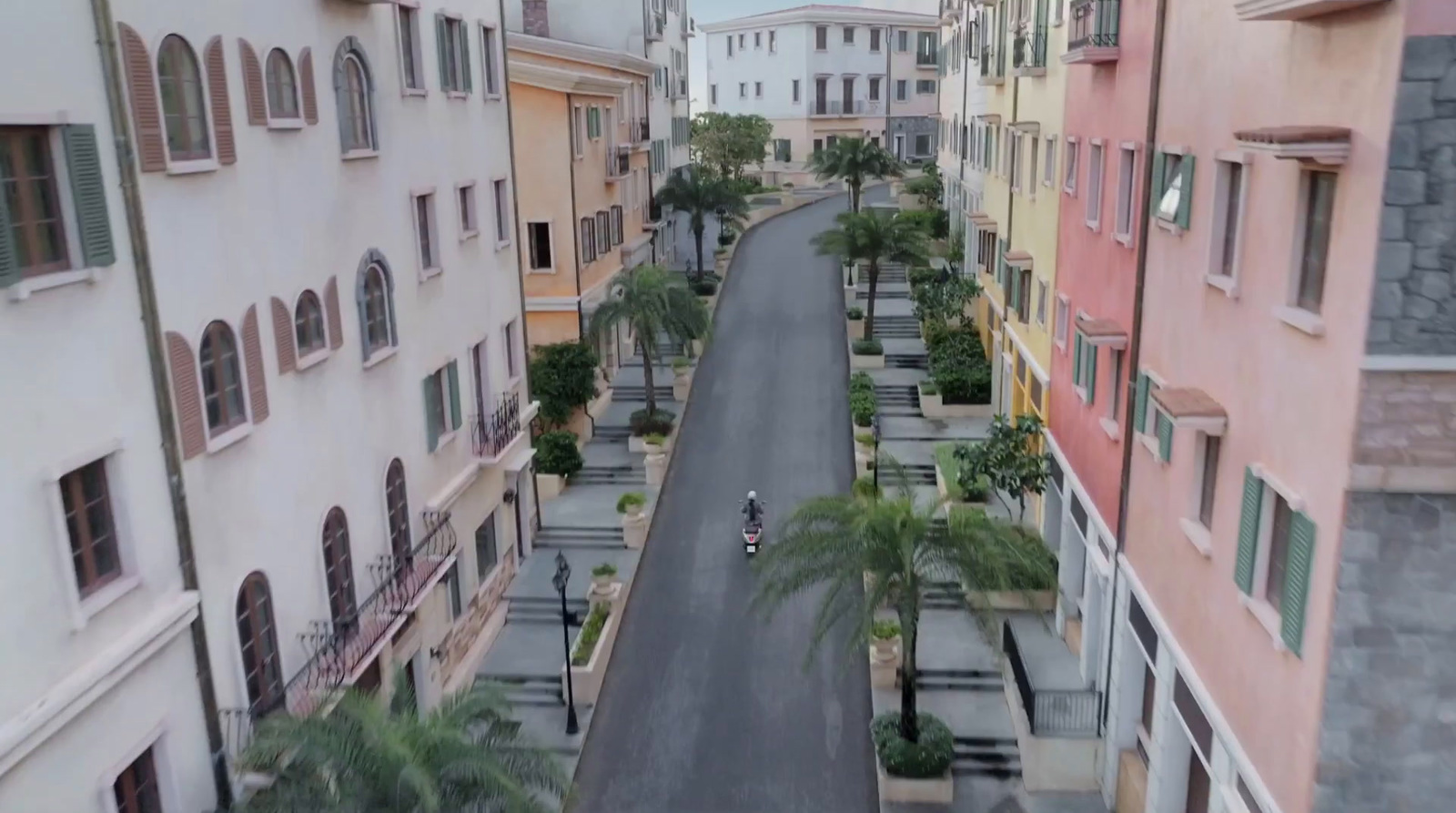 a view of a street from a high point of view