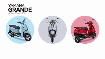 three different types of motor scooters in three different colors