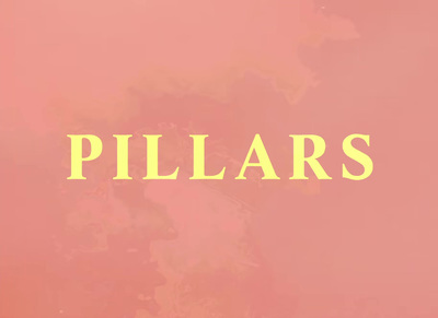 a pink background with the word pillars written in yellow