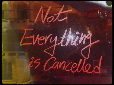 a close up of a sign in a window