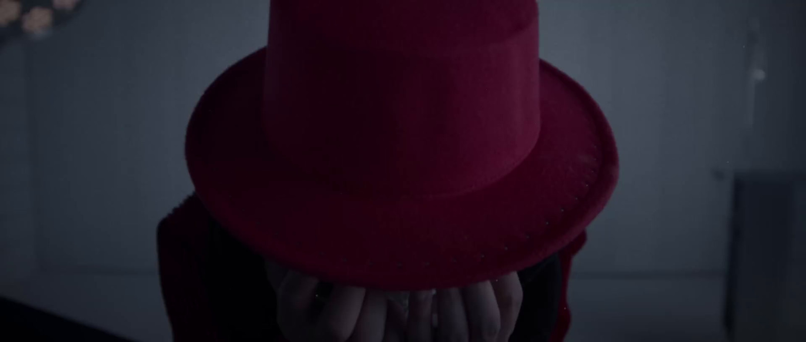 a person with a red hat on their head