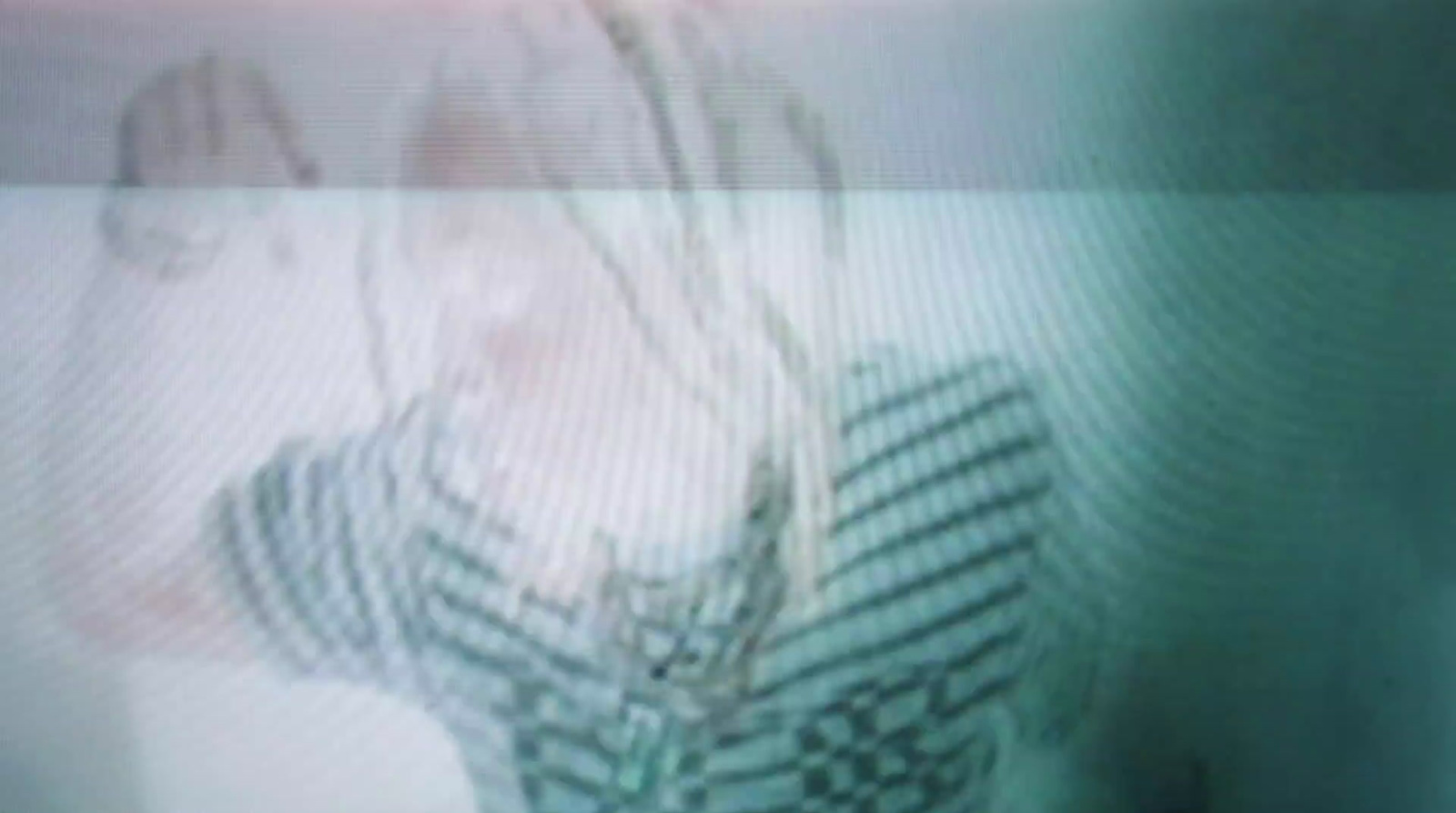 a blurry image of a woman's face with her hands in her hair