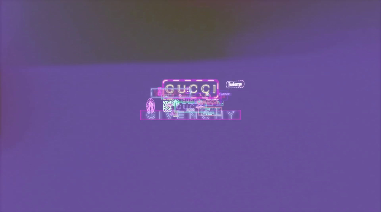 a blurry photo of a purple background with words