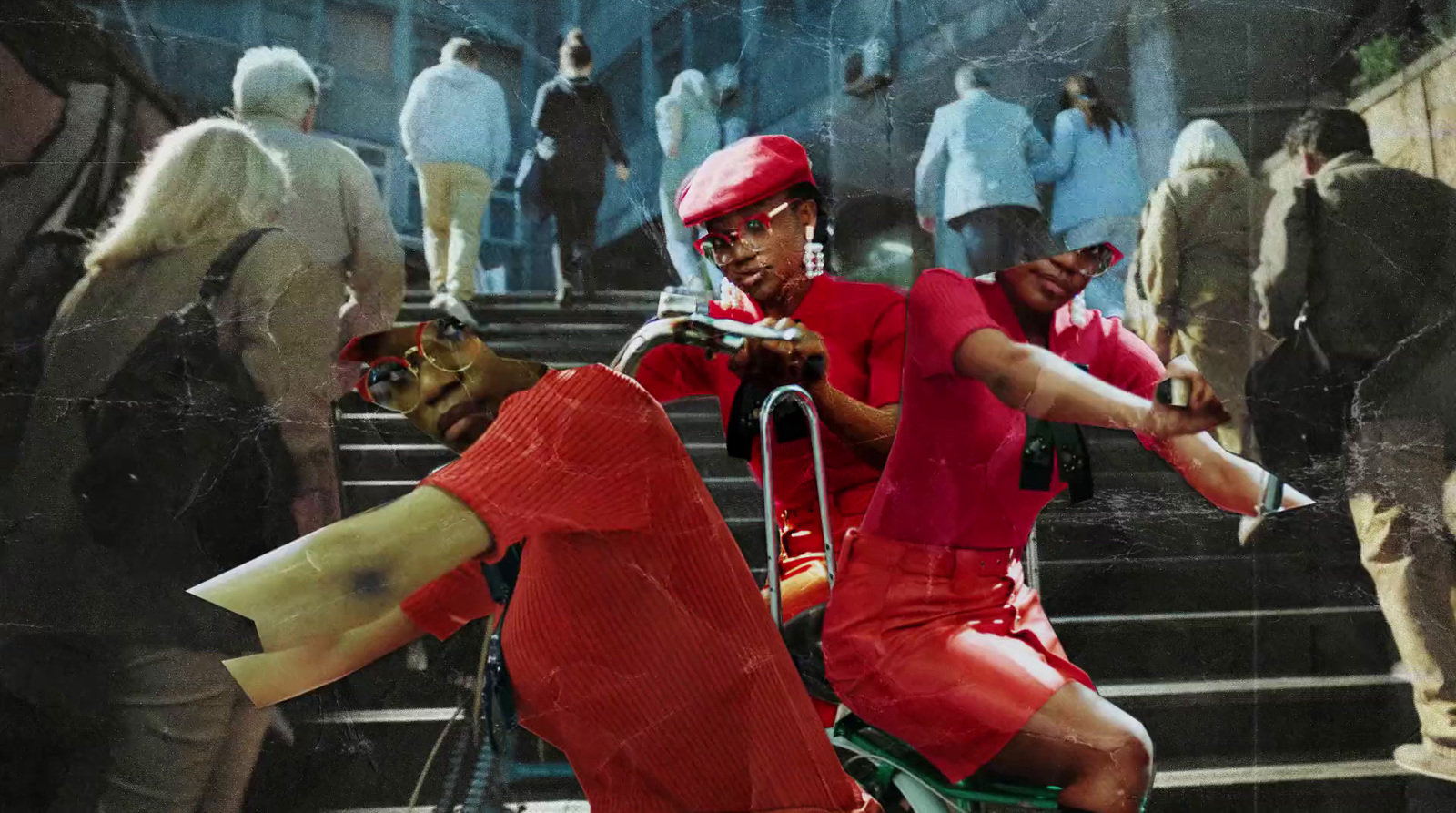 a man riding a bike down a flight of stairs