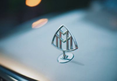 a close up of a badge on a car