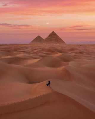 a person standing in the middle of a desert