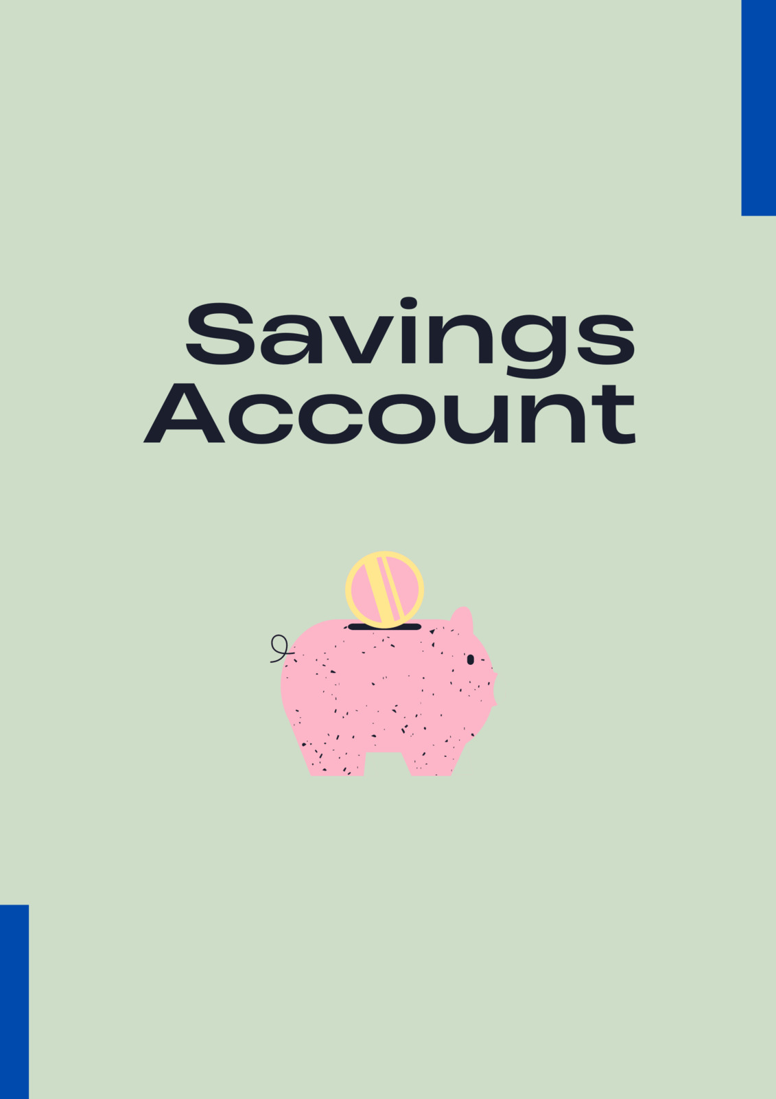 a pink piggy bank with the words savings account on it