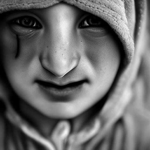 a black and white photo of a young boy