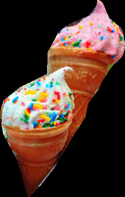 two ice cream cones with sprinkles on them