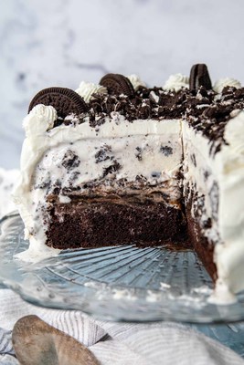 a close up of a cake on a plate