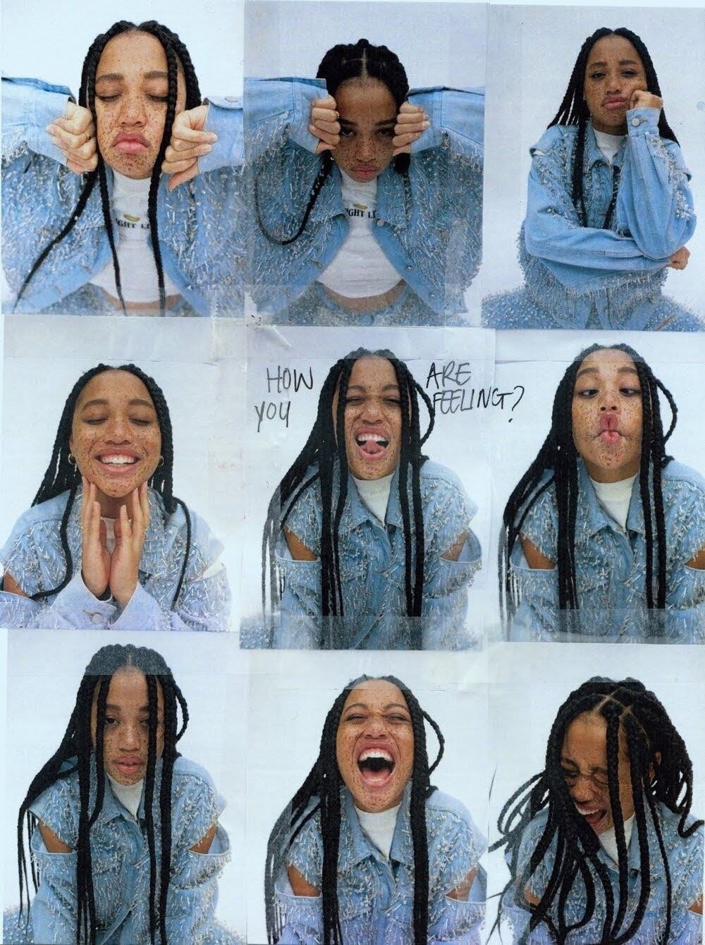 a collage of photos of a woman with dreadlocks