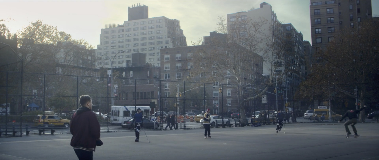 a group of people playing a game of skateboard