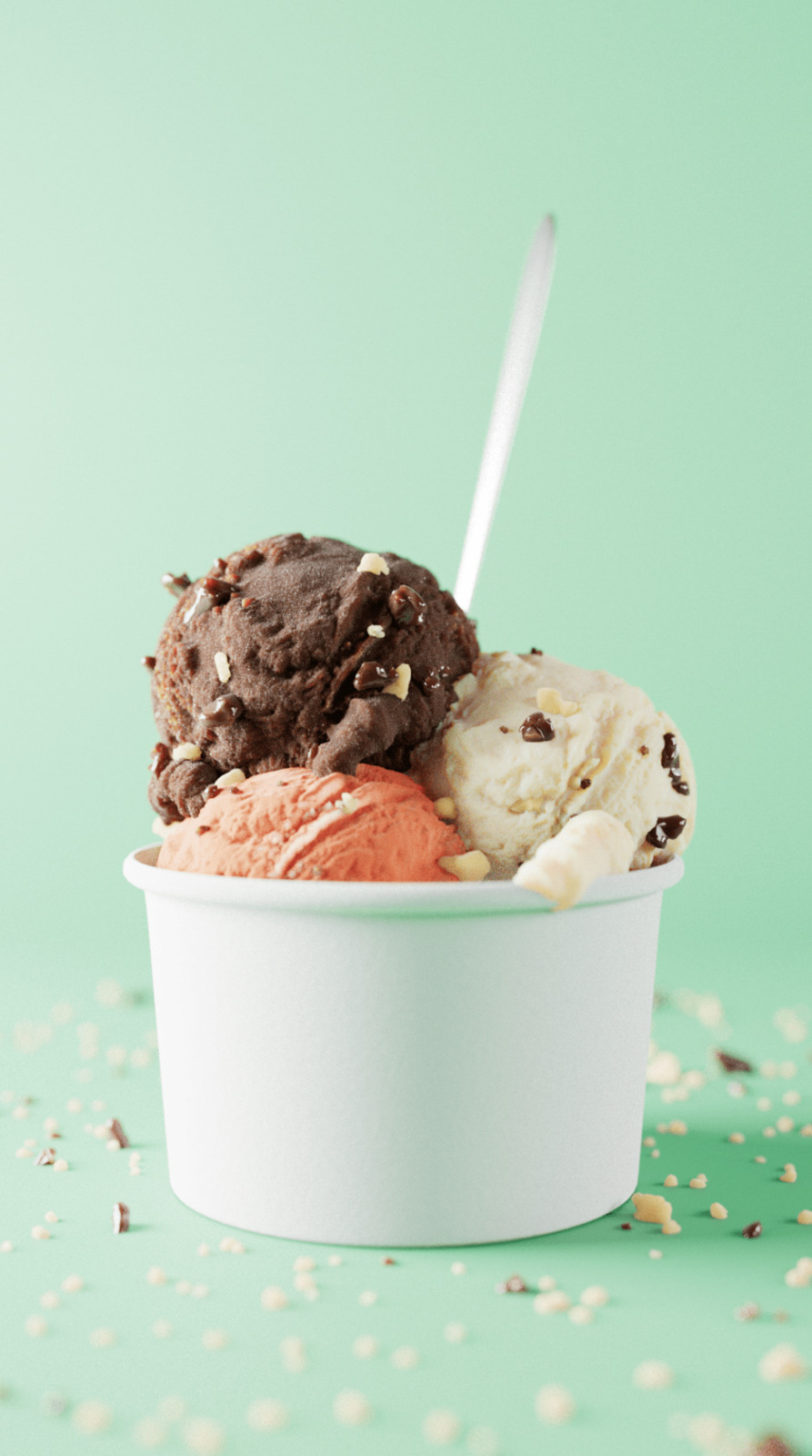 a bowl of ice cream with a spoon in it