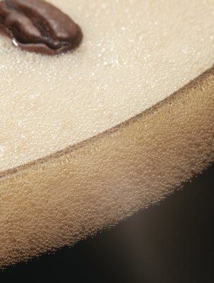 a close up of a piece of food on a table