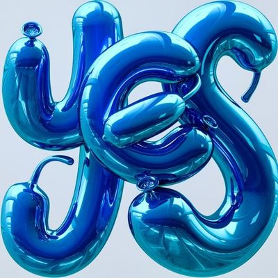 a blue balloon shaped like the letter k