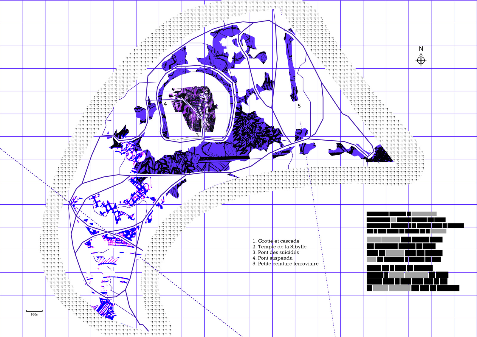 a blue and white map of a city