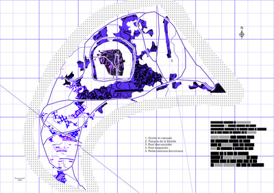 a blue and white map of a city