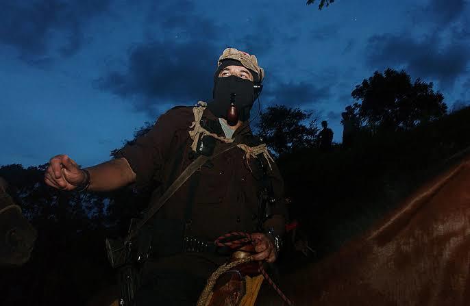 a man in a mask riding a horse