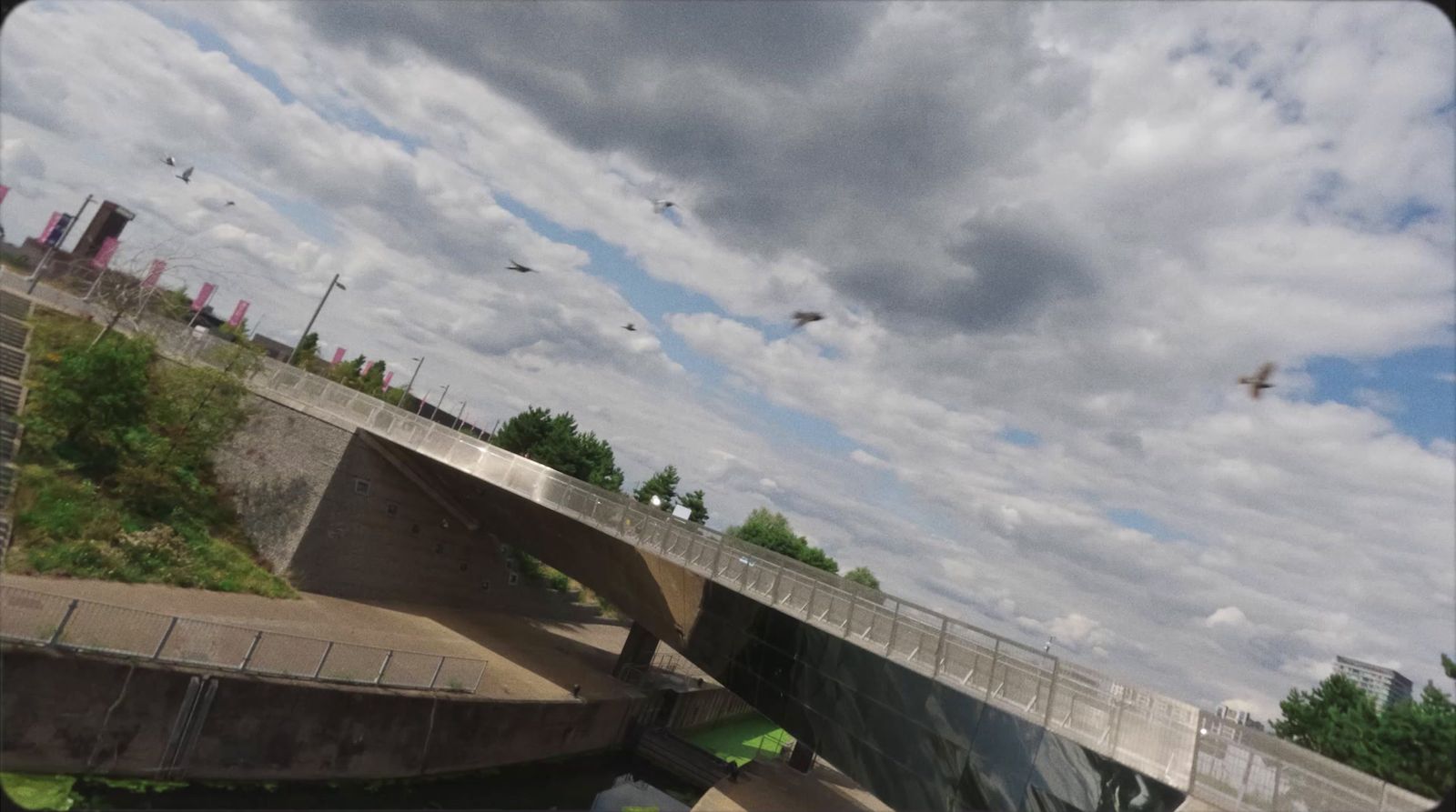 a view of a bridge over a body of water