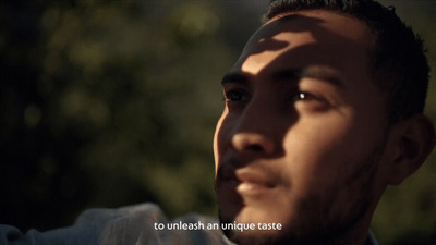 a man with a quote on his face