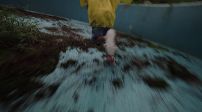 a blurry photo of a person running in the snow