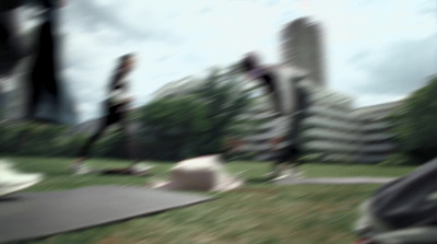 a blurry photo of a person laying on the ground