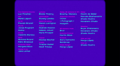 a screen shot of a purple screen with a line of words on it