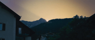 a view of a mountain range from a house