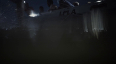 a group of people standing on top of a plane at night