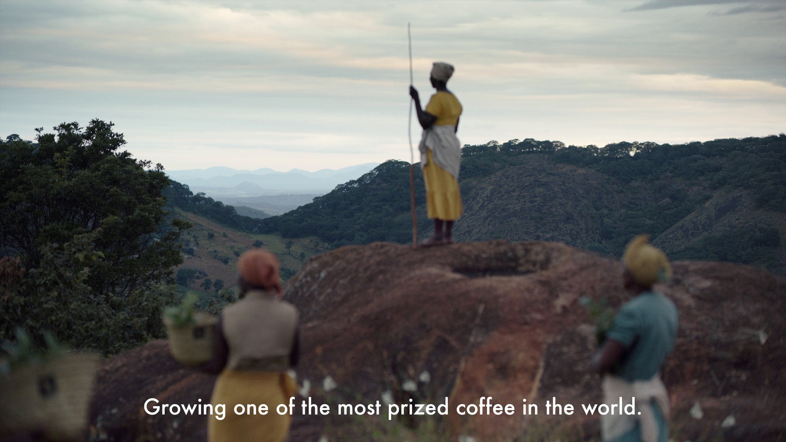 a group of people standing on top of a mountain