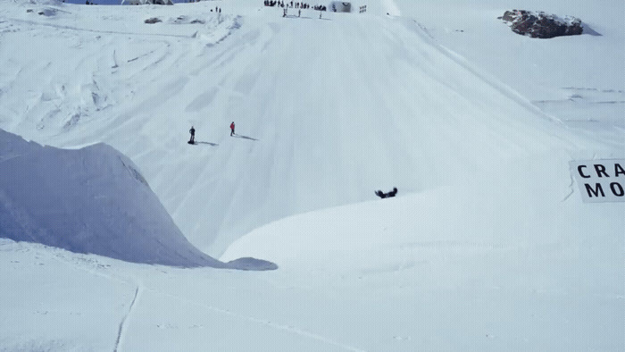 a group of people riding skis down a snow covered slope