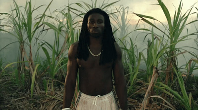 a man with dreadlocks standing in a field