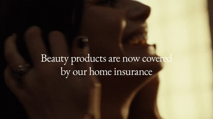 a woman talking on a cell phone with the words beauty products are now covered by