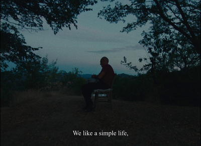 a man sitting in a chair under a tree