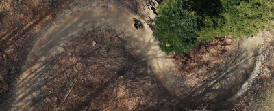 an aerial view of a dirt bike trail