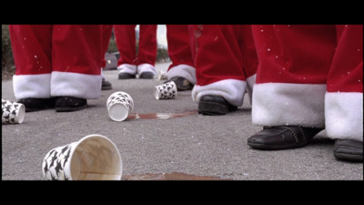 a group of people dressed in red and white