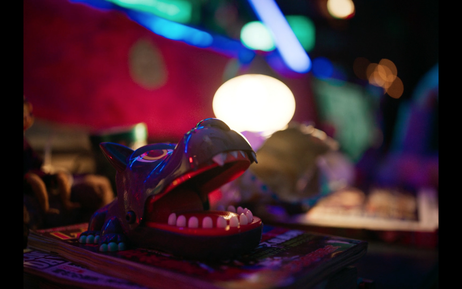 a close up of a toy head on a table