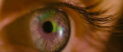 a close up of a person's green eye