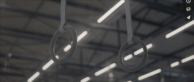 a group of circular objects hanging from a ceiling