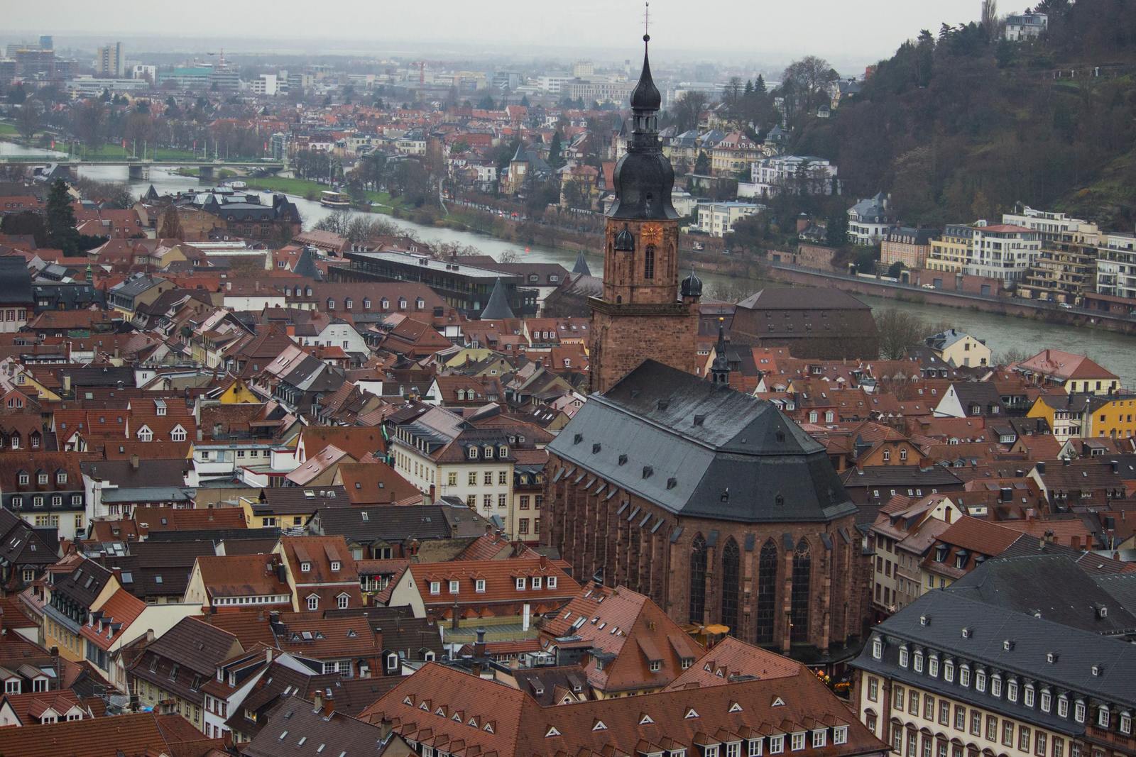 a view of a city with a river running through it